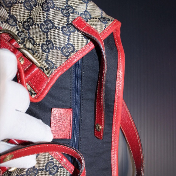 Gucci canvas tote with red leather and gold hardware - Picture 13 of 16